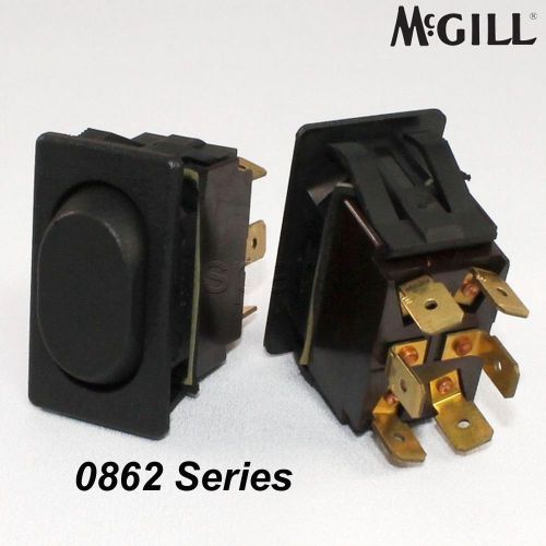 Mcgill 0862 on/off/on rocker switch black dpdt for sale