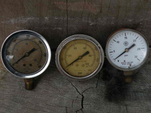 3 Vintage Pressure Gauges MarshallTown McDaniel BAR Steampunk Collectible or Use