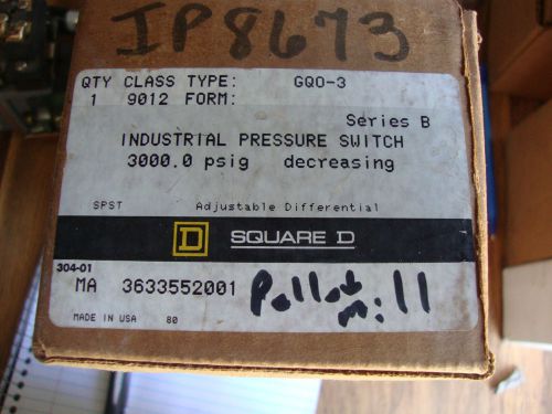 NEW SQUARE D 9012 GQO-3  INDUSTRIAL PRESSURE SWITCH