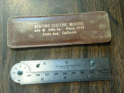 Vintage Executive Pocket Pal 8&#034; Ruler w/ Leather Case