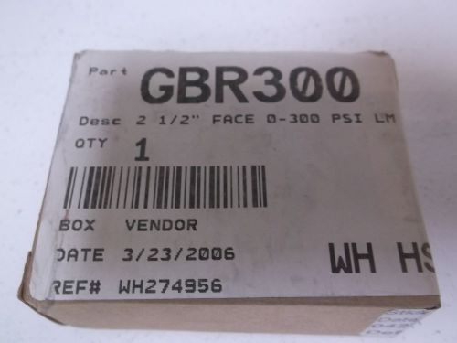 DIXON GBR300 LOWER MOUNT 2-1/2&#034; 0-300 PSI GAUGE *NEW IN A BOX*