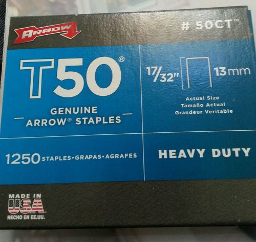 Arrow Genuine T50 17/32&#034; 13mm, 1mm bigger than 1/2&#034; Staples, 1250-Pack +25% more