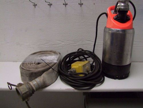 2&#034; 115 volt submersible flygt ready sump pump w/hose for sale