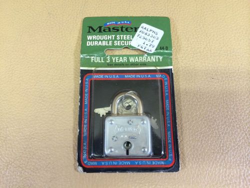 New Old Stock Master Lock Wrought Steel Durable Security No. 44-D USA made