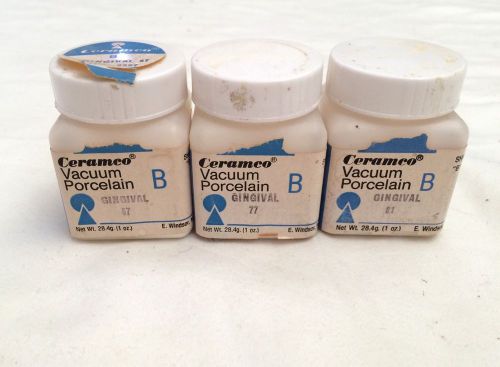 Ceramco Vacuum Porcelain, B Gingival, Used, 3 Containers