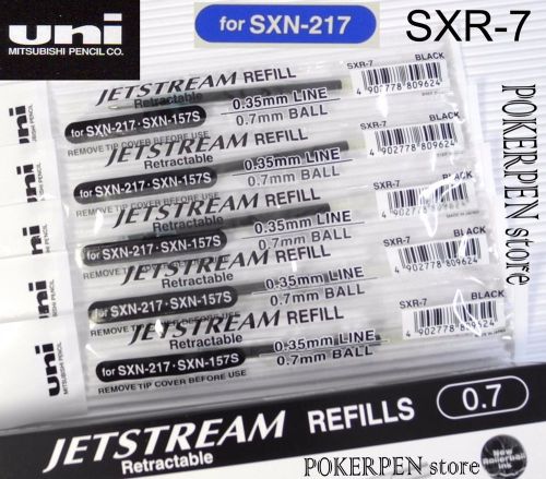 12 Uni-Ball Jetstream SXR-7 refill for SXN-217 SXN-157S roller ball pen BLACKink