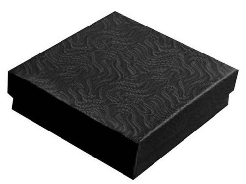 25 Black Swirl Cotton Filled Jewelry Gift Boxes 3 1/2&#034;x3 1/2&#034;