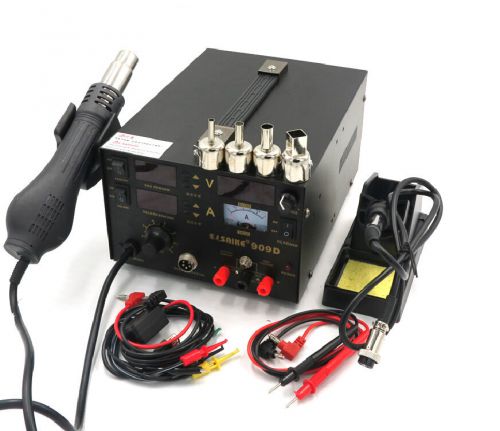 220v saike 909d 3 in 1 rework station with hot air gun,smd soldering tool for sale