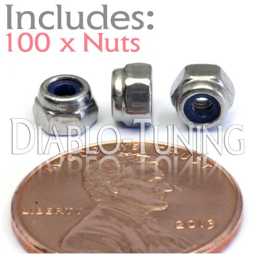M2.5-0.45 / 2.5mm - Qty 100 - Nylon Insert Hex Lock Nut DIN 985  Stainless Steel