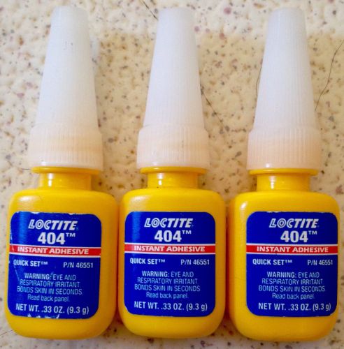 3 Bottles of Loctite .33 OZ 404 Instant Adhesive Quick Set