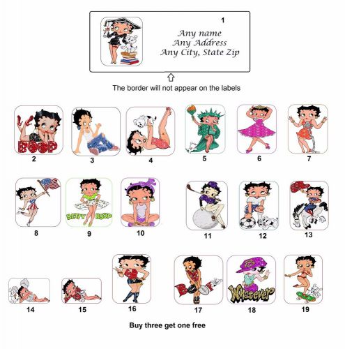 30 Personalized Return Address Betty Boop Labels Buy 3 Get 1 free (mob3)