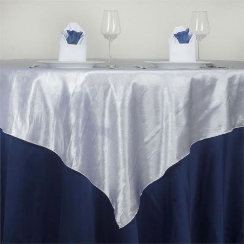 72&#034; x 72&#034; WHITE Adoringly Adorned Satin Lily Tablecloth Overlays