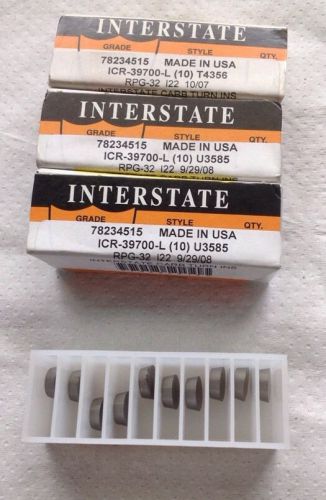 INTERSTATE CARBIDE TURNING INSERTS ICR-39700-L U3585 RPG-32 I22 LOT OF 4 BOXES