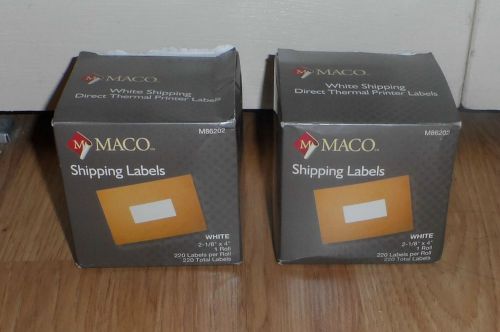 2 Boxes Maco Thermal White Printer Labels 2 1/8&#034; x 4&#034; Use With Dymo Writers
