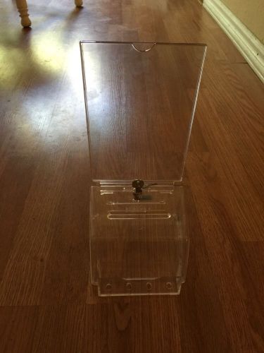 6x6x4 acrylic raffle, charity, suggestion box w/ header front holder lock 6 lot for sale