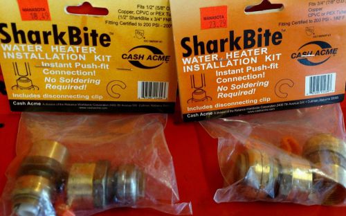 Plumber lot of 2 SHARK BITE WATER HEATER INSTALL KIT for 1/2&#034; &amp; 3/4&#034; pipe X0385