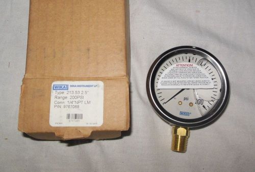 WIKA GAUGE 200PSI / 2.5&#034; FACE / STAINLESS STEEL / 1/4&#034; NPT / 9767088 / 213.53