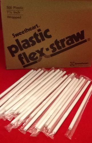 500 sweetheart plastic flex-straw 71/2 individually wrapped for sale