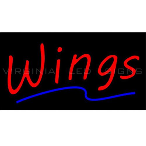 Wings LED SIGN neon looking 30&#034;x16&#034; Pizza HIGH QUALITY VERY BRIGHT RED BLUE