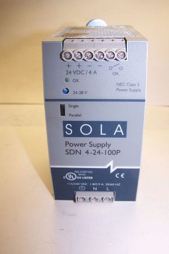 SOLA SDN SDN 5-24-100P POWER SUPPLY 24 VDC 4 AMP OUT 115/230 VAC