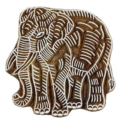 Wooden printing block elephant style hand carved pottery art printer stamp p1919 for sale