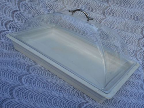 Hall china 1017 full size 2 1/2&#034; deep bright white china food pan and cover for sale