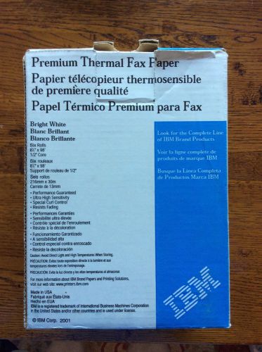 6 ROLLS IBM Premium Thermal Fax Facsimile Paper 8.5&#034;x98&#039; Bright White