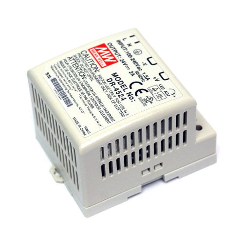 1pc DIN Rail DC Switching Power Supply DR-4524 48W 24V 2A Mean Well MW