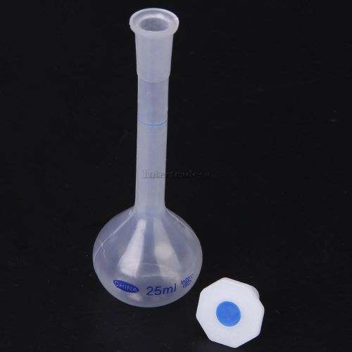25ml transparent lab plastic graduated volumetric flask with stopper for sale