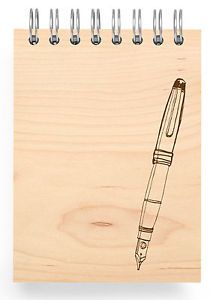 Ecojot 3X4 Inch Mini Notebook - &#034;PEN ON WOOD&#034; - 100% Recycled Paper - 50 sheets