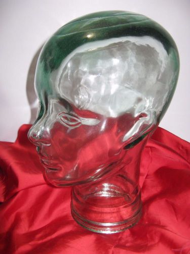 Green Glass 11&#034; Mannequin Head Sunglasses Wig Headphone Display