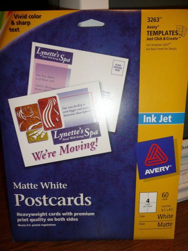 60 White Matte Printer Postcards - Avery 3263 - New in Open Package