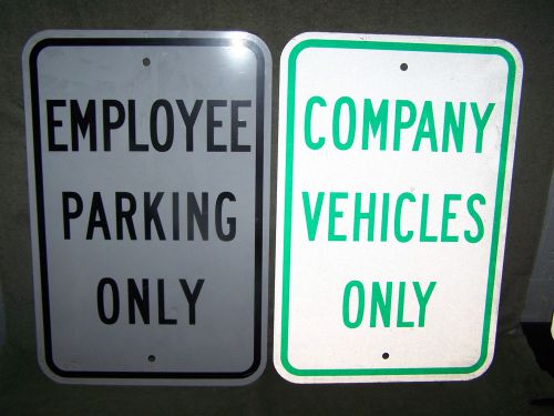 LOT OF (2) EMPLOYEE COMPANY VEHICLES PARKING ONLY SIGNS--MAN CAVE DECOR