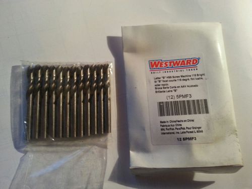 (12) Bits, LETTER &#034;B&#034; WESTWARD 5PMF3 Jobber Drill Bit, HSS, .2380 dia.