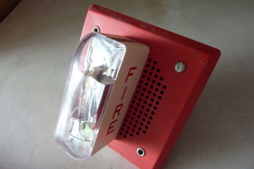 Audio / visual notification lot-of-2-wheelock-red-fire-alarm-speaker-strobes for sale
