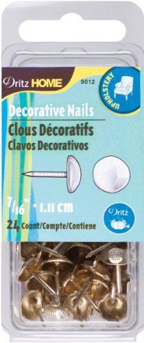 Dritz 9012 Upholstery Decorative Hammered Head Nails  Brass  7/16-Inch  24-Pack