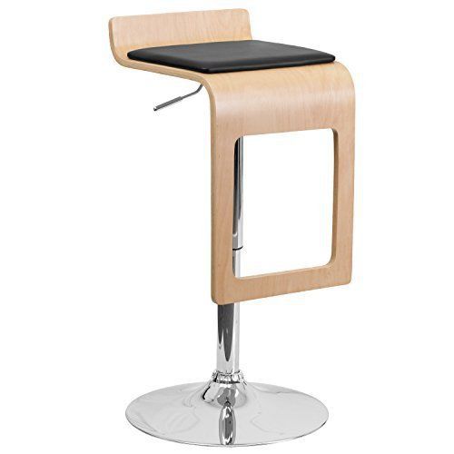 Flash Furniture Home Indoor Beech Bentwood Adjustable Height Bar Stool with Blac