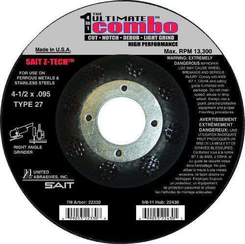 United Abrasives 22330 Ultimate Combo Wheel Cut  Notch  Debur and Light Grind  H