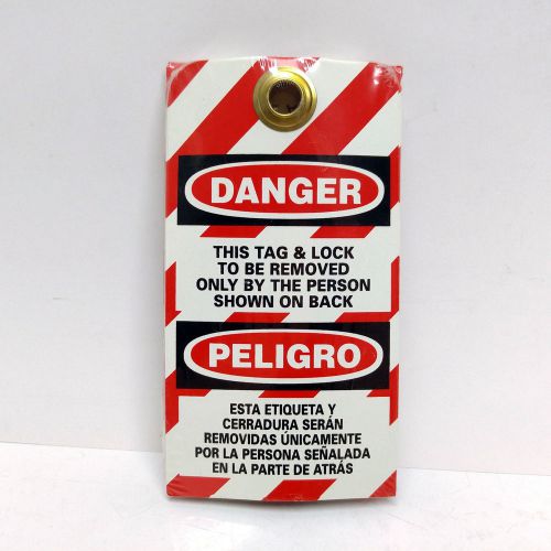 Lockout tags: danger this tag &amp; lock to be removed only by... bilingual 10 pack for sale