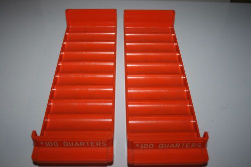 2 Major Metalfab Color-Keyed Plastic Coin Roll Trays  - $100 Quaters