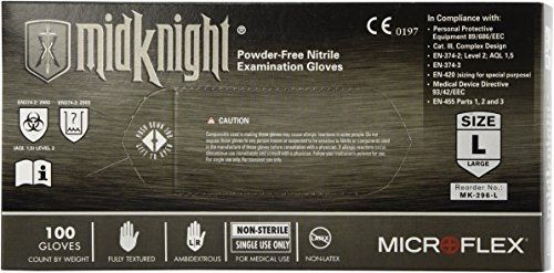 Microflex (mfxmk296l) midknight black powder-free nitrile examination gloves - for sale