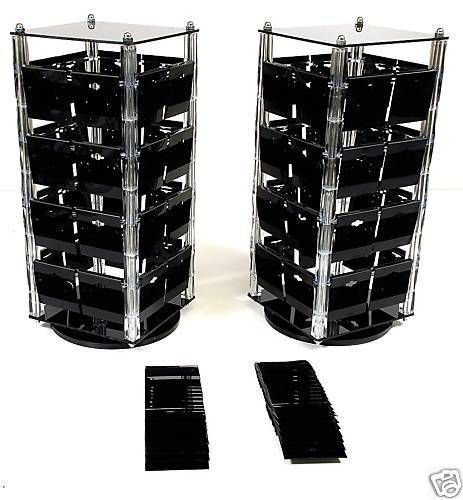 2 Acrylic Rotating Earring Stands Countertop Displays Revolving With 100 Cards