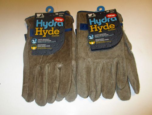 2 PAIRS OF WELLS LAMONT HYDRA HYDE LEATHER WORK GLOVES SIZE MEDIUM 1014M