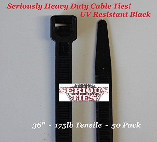 Serious Ties - Extra Heavy Duty Cable Ties (50, 36 inch/175Lbs/UV Black)