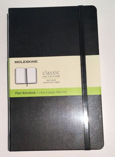 Moleskine Hard Cover Black Plain Notebook 5x8.25&#034;