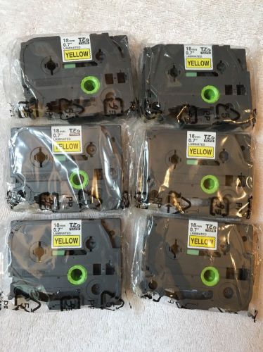 6PK TZ-641 Tze-641 18mm Black on Yellow Label Tape For Brother P-touch PT2200