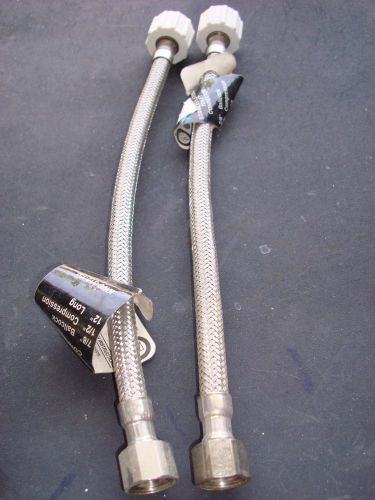 Two stainless steel toilet connectors 12&#034; long (2) for sale