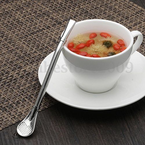 Stainless Steel Filtering Drink Straw Spoon For Tea Filter Milkshakes Smoothies