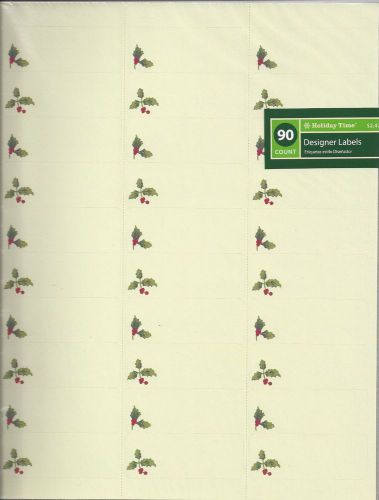 Holiday Time address labels Christmas Holly &amp; Berry pkg of 90 labels New