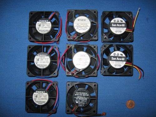 Lot of 8 60mmx25mm 12VDC Fans from various manufacturers